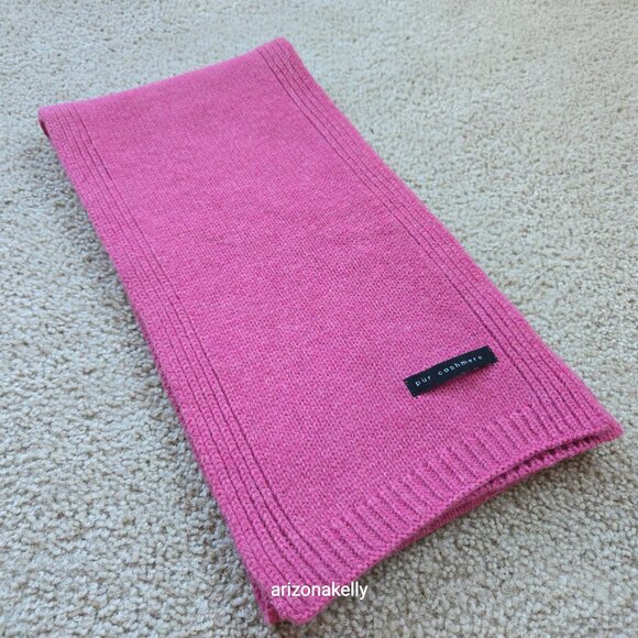 Pur Cashmere Pink Knit Scarf With Ribbed Border - Picture 8 of 12